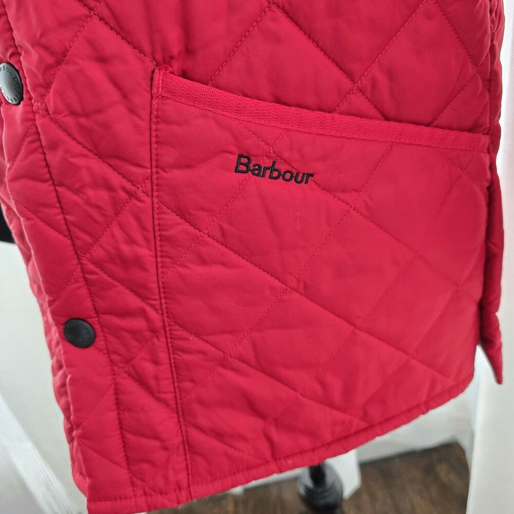 Barbour Red Quilted Jacket with Black Collar - Picture 3 of 13